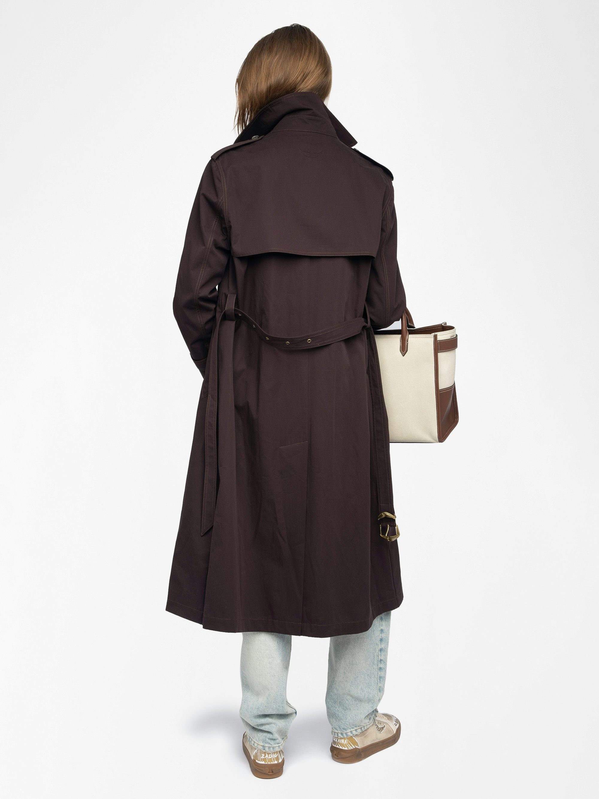 Kenar Trench Coat - Crisp cotton trench coat, long sleeves, removable belt and double-breasted button fastening.